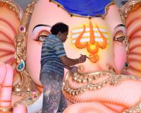 Final touches to Lord Ganesh idols