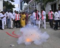 BRS Leaders Celebrate Supreme Court Bail Decision with Festive Display in Hyderabad