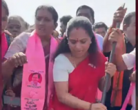 Telangana Thalli: BRS MLC Kavitha lays foundation stone of old version