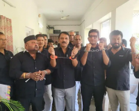 Video: BRS MLAs protest with handcuffs against Lagcherla farmers’ arrest