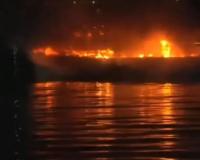 Fire breaks out at Hussain Sagar during Hyderabad's 76th Republic Day celebrations