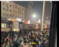 AP natives throng Hyderabad's KPHB bus stand for Sankranti celebrations.