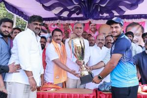 Harish Rao Attends Telangana Champion Trophy Cricket Tournament, Criticizes Oppositions Leadership