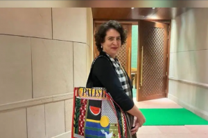 Priyanka Gandhi turns heads with ‘Palestine’ inscribed bag in Parliament