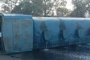 Video: Diesel tanker overturns in Secunderabad; sparks panic, traffic woes