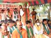 BJP activists from Mancherial district staged protest against anti-farmer policies of the Telangana government 