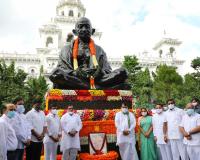 Speaker Pocharam pays tributes to Mahatma Gandhi